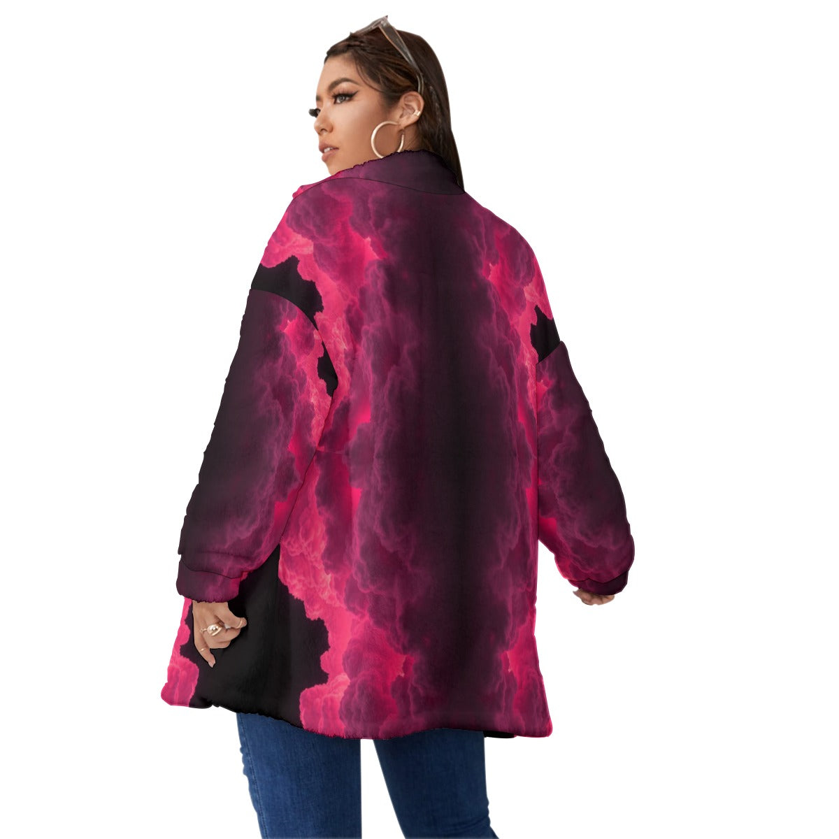 Unisex Borg Fleece Stand-up Collar Coat With Zipper Closure(Plus Size)