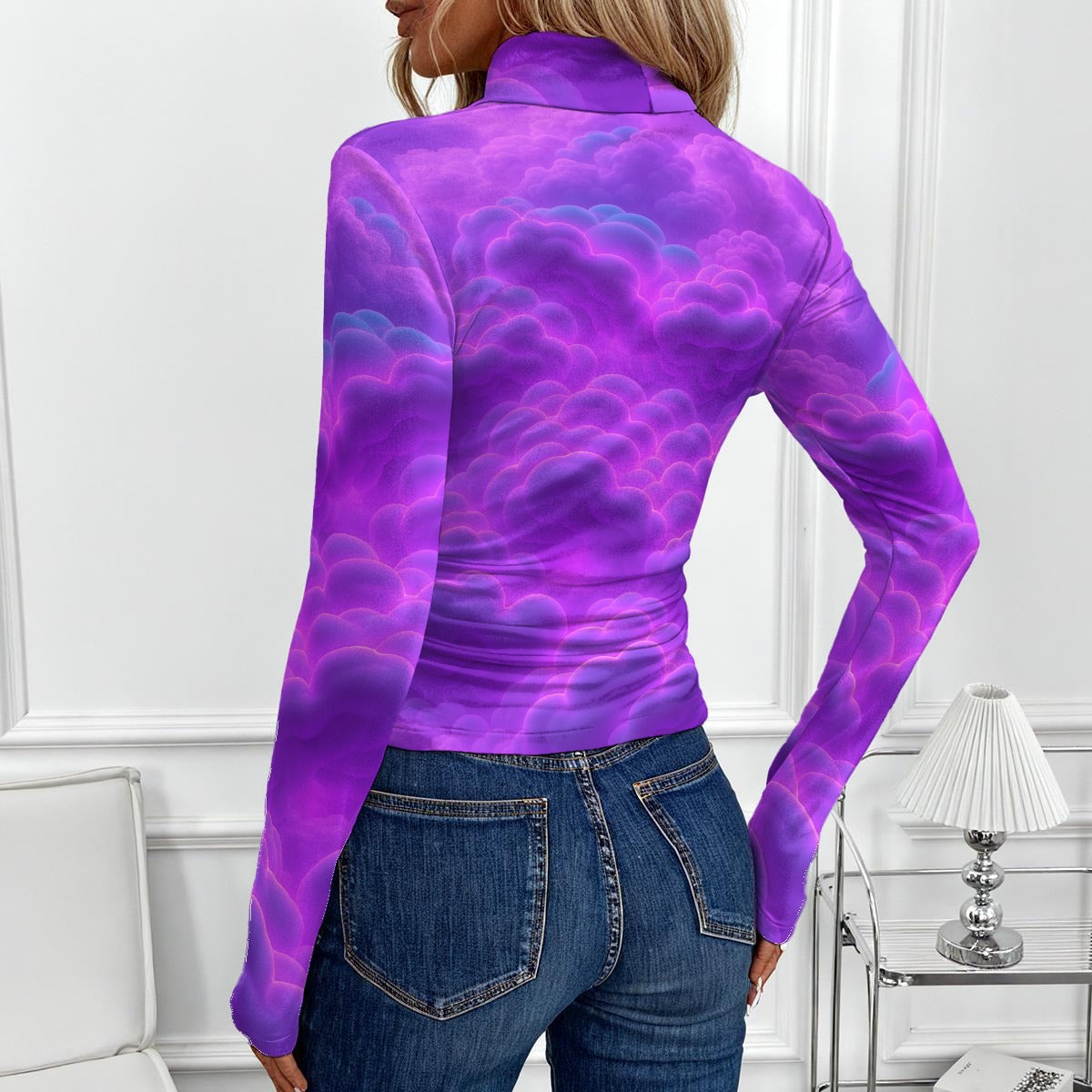 Women's Women's High-Neck Top With Long Sleeve