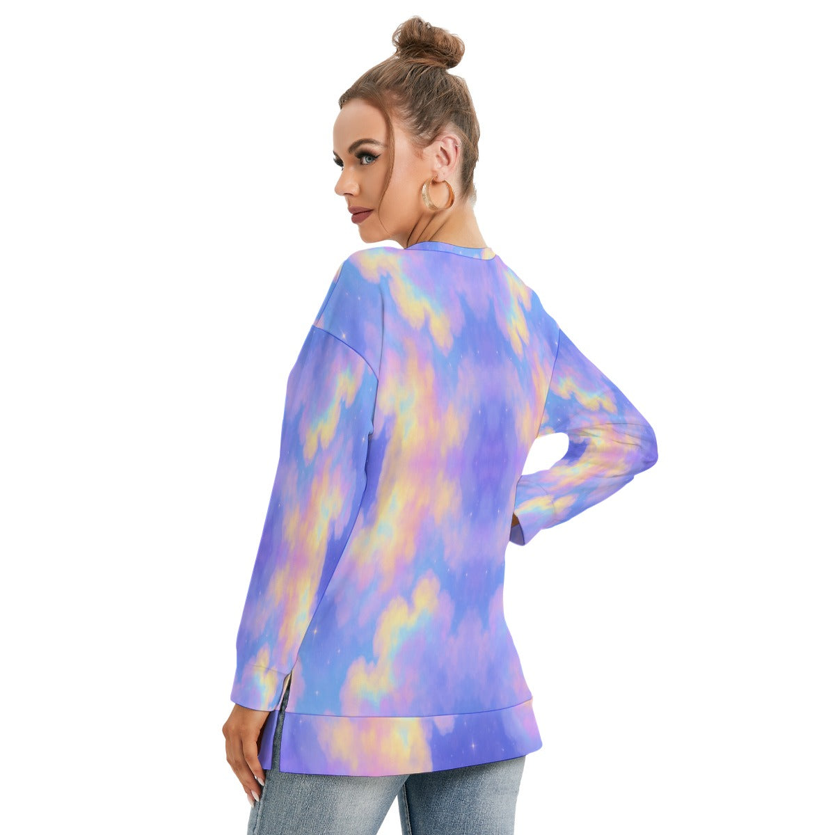 Women's Side Split O-neck Sweatshirt