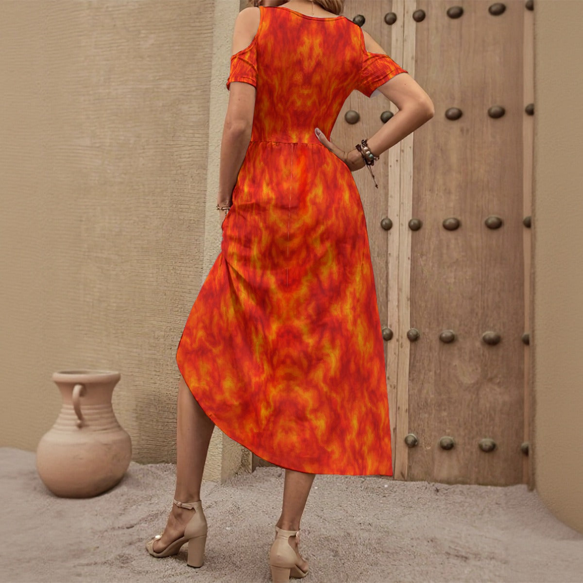 Women's V-neck Off-shoulder Dress