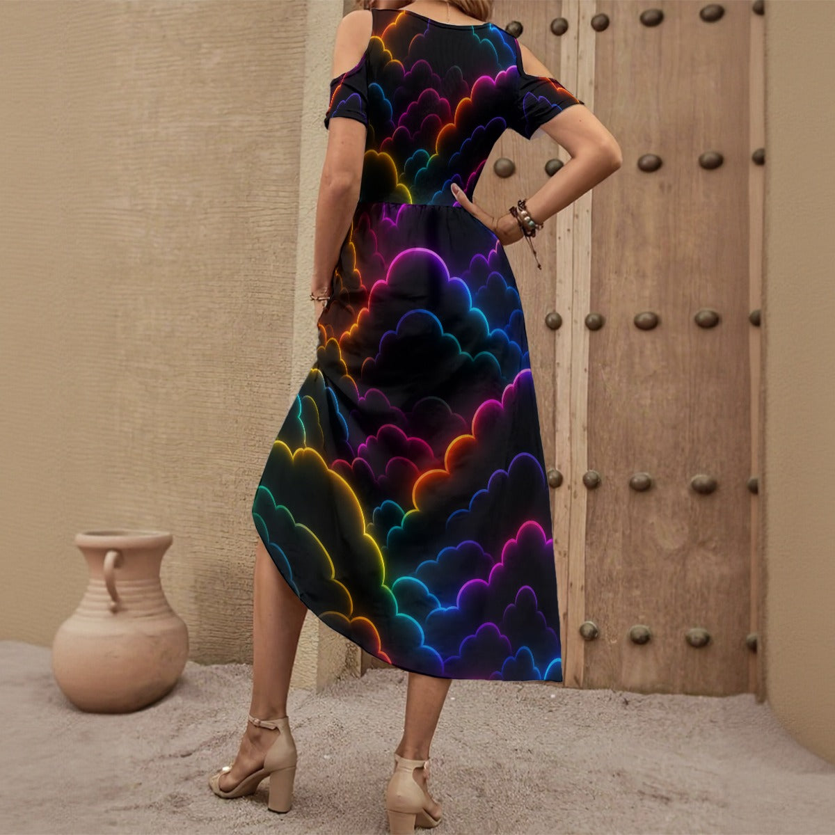 Women's V-neck Off-shoulder Dress