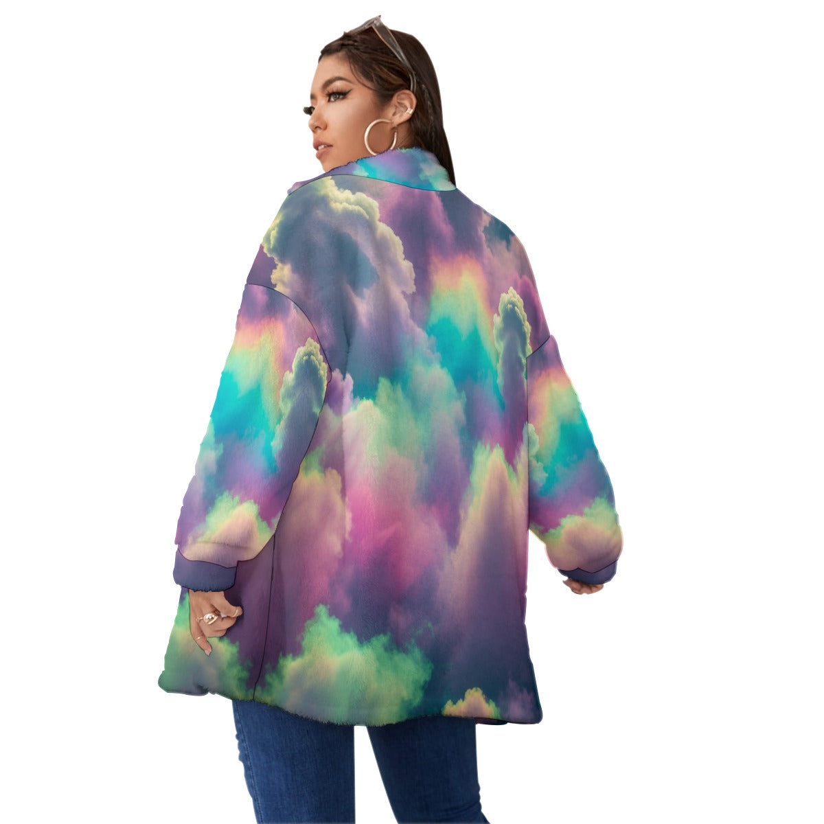 Unisex Borg Fleece Stand-up Collar Coat With Zipper Closure(Plus Size)