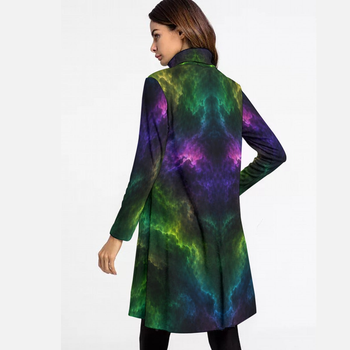 Women's High Neck Dress With Long Sleeve