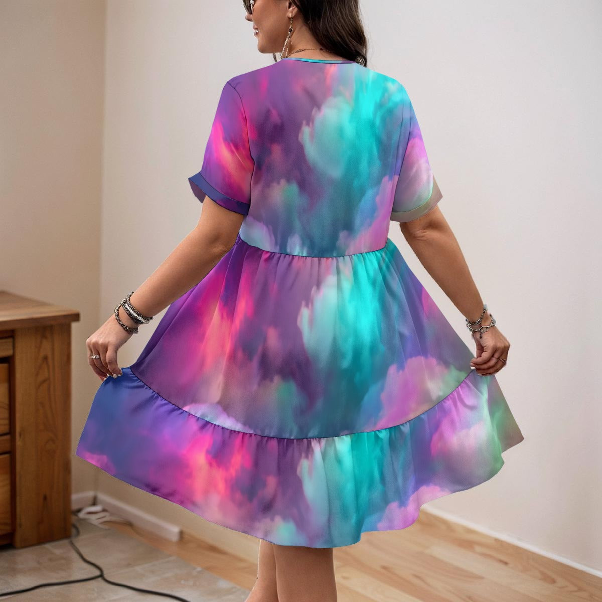 Women’s Floral V-Neck Short Sleeve Dress