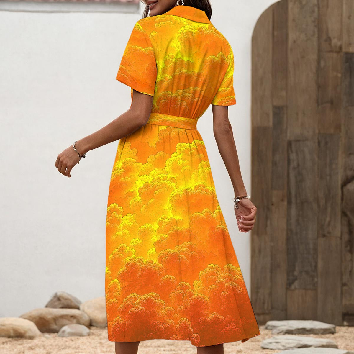 Women's Shirt Dress with Waist Tie