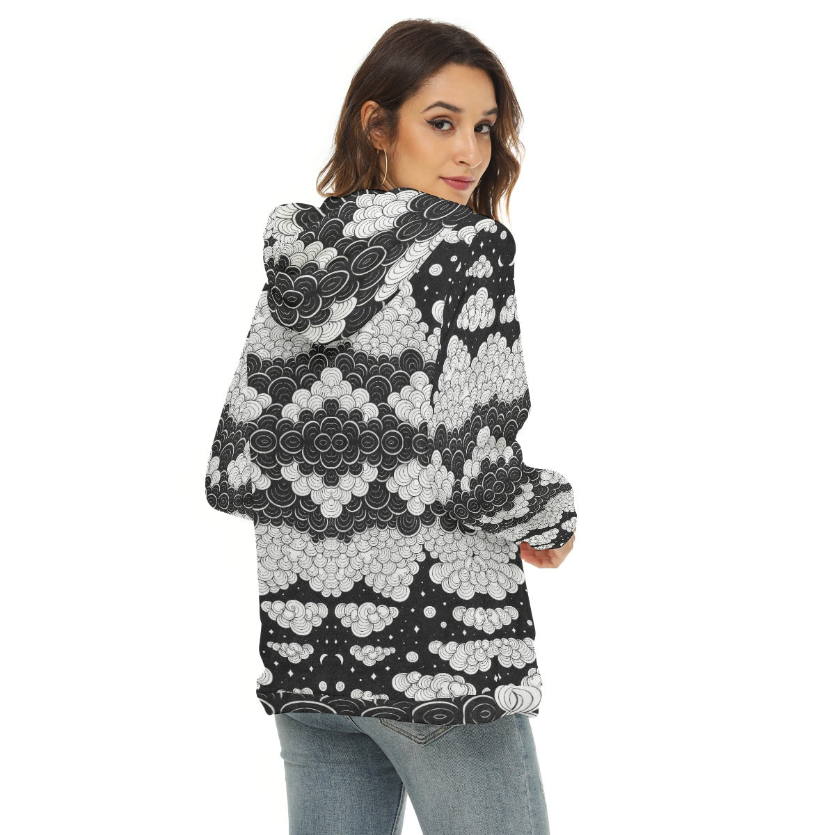 Women's Borg Fleece Hoodie With Half Zip