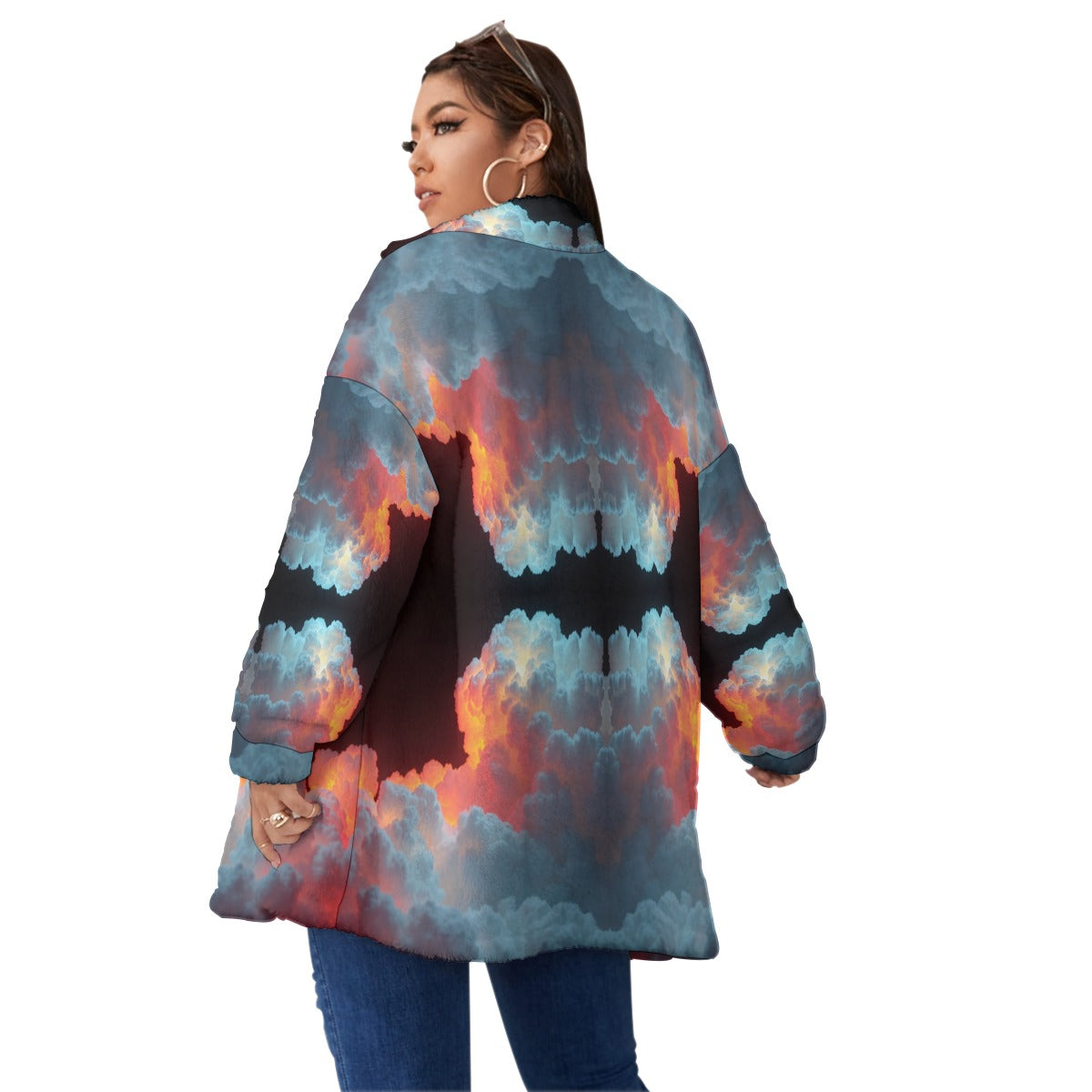 Unisex Borg Fleece Stand-up Collar Coat With Zipper Closure(Plus Size)