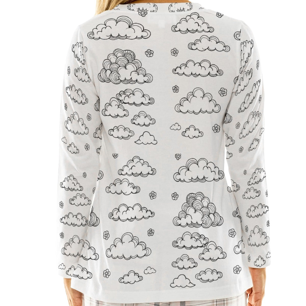 Women's Loose V-Neck T-Shirt With Long Sleeve