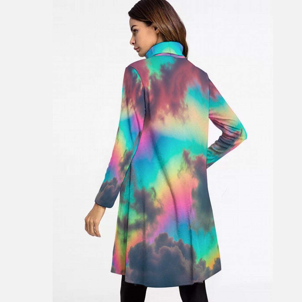 Women's High Neck Dress With Long Sleeve