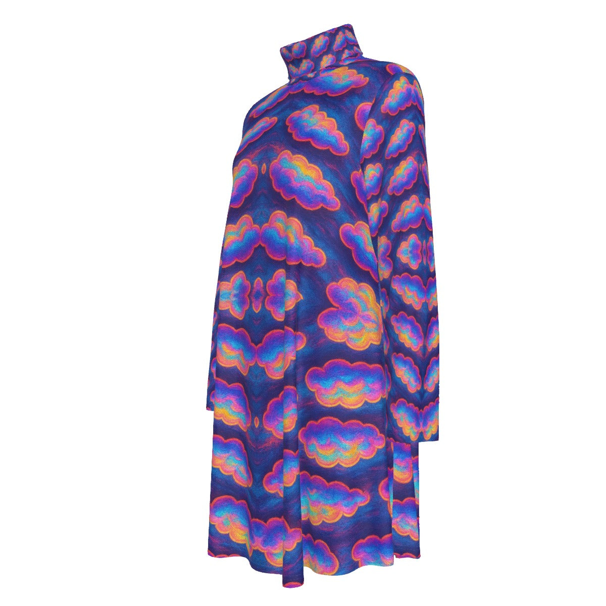 Women's High Neck Dress With Long Sleeve