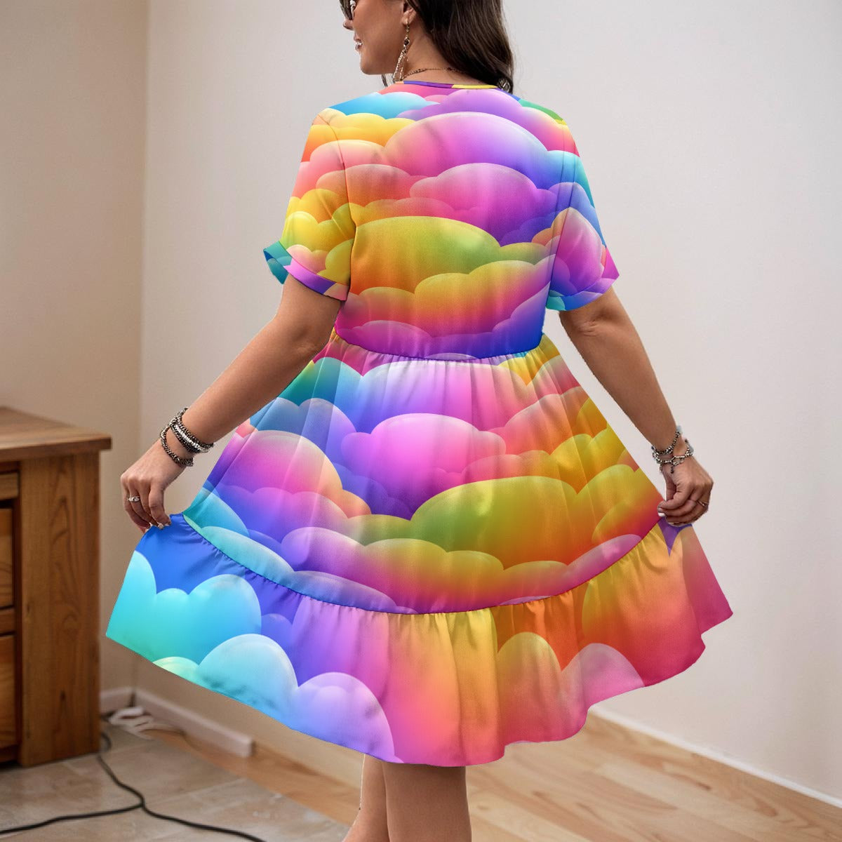 Women’s Floral V-Neck Short Sleeve Dress