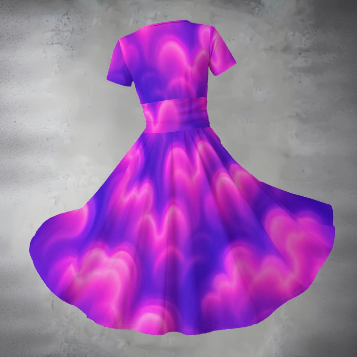 All-over Print Women's Short Sleeve V Neck Midi Dress