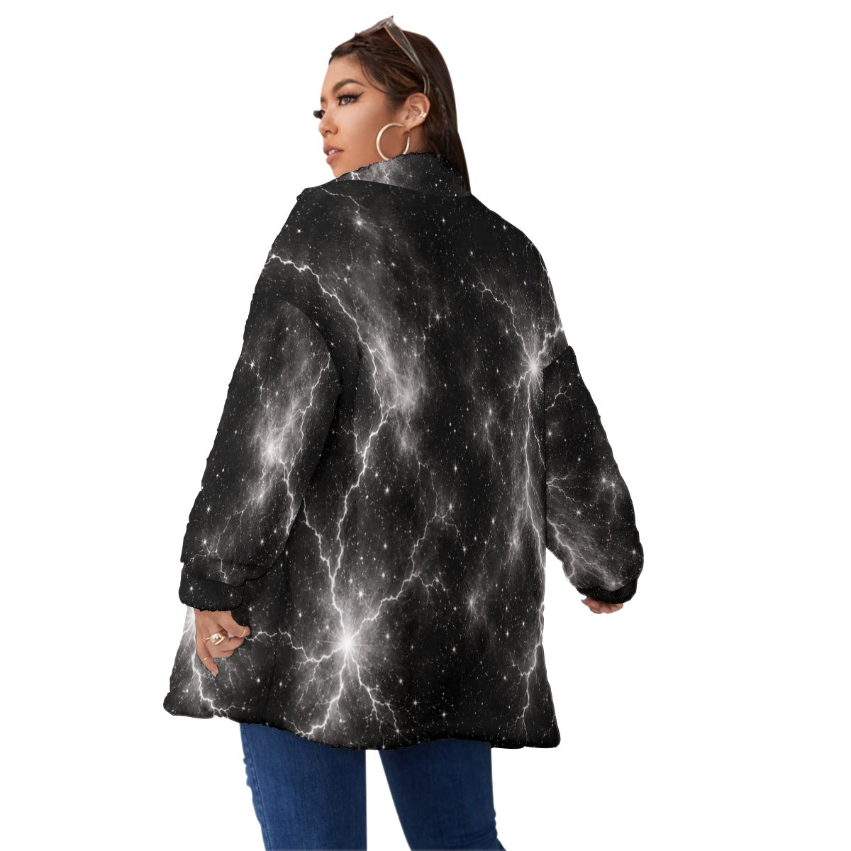 Unisex Borg-Fleece Stand-Up Collar Zip Coat — Plus Size - view 4