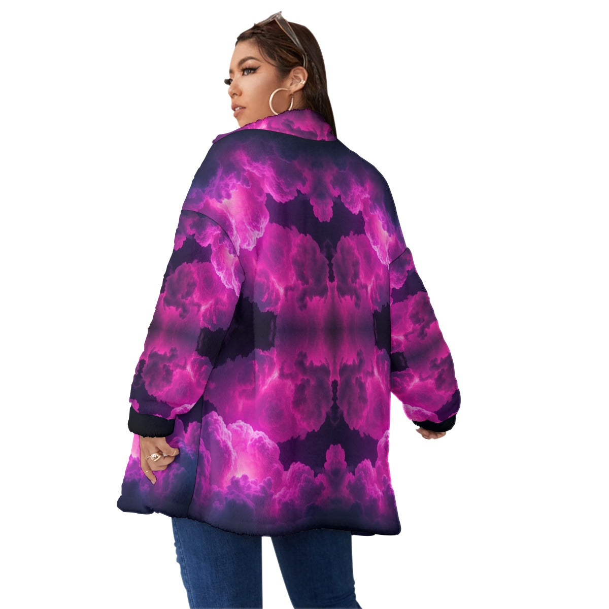 Unisex Borg Fleece Stand-up Collar Coat With Zipper Closure(Plus Size)