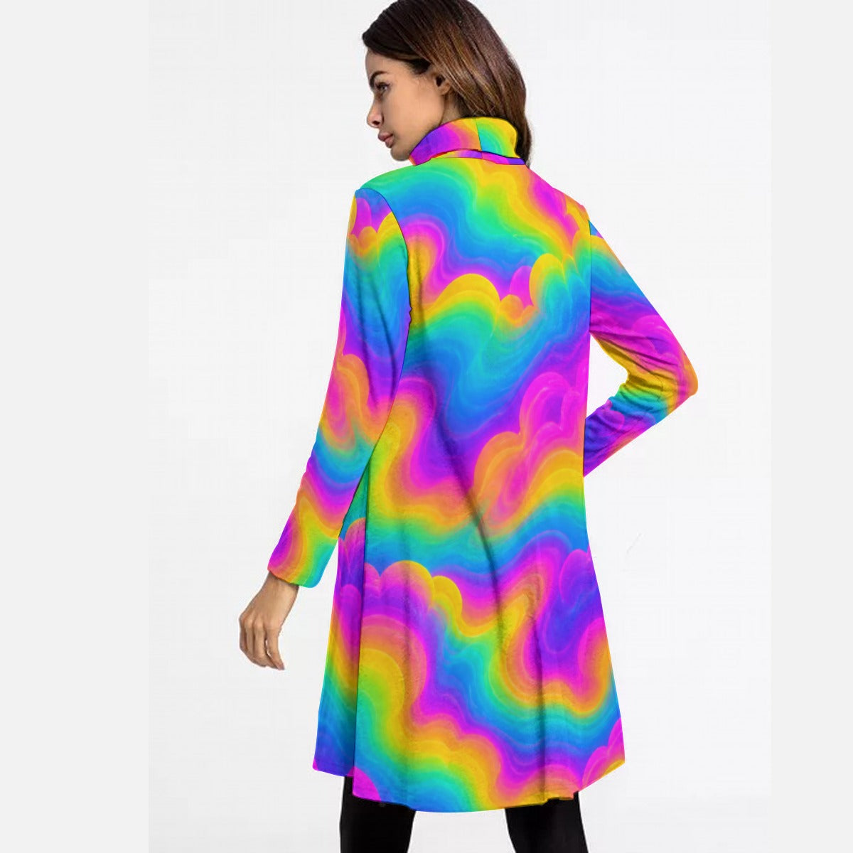 Women's High Neck Dress With Long Sleeve