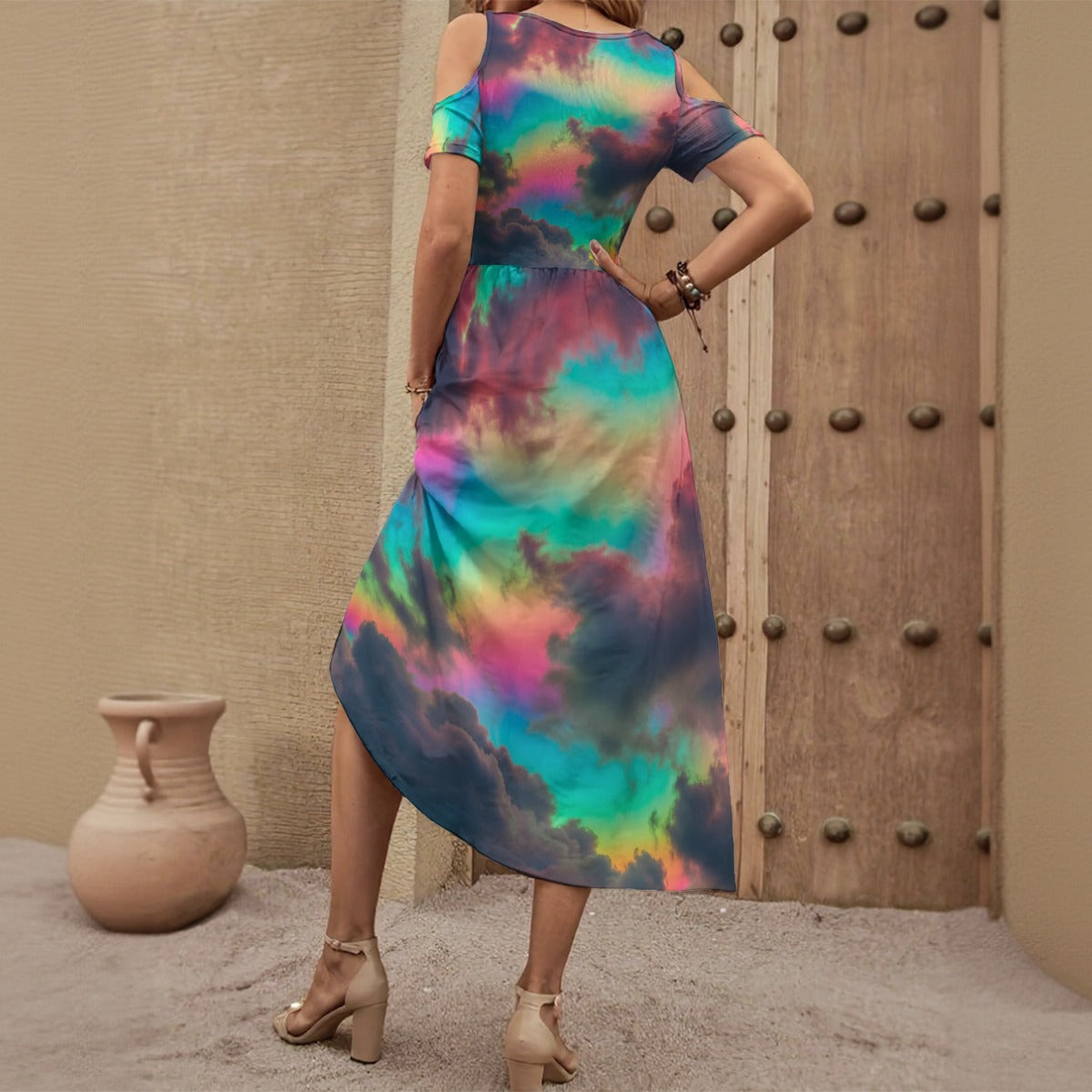 Women's V-neck Off-shoulder Dress