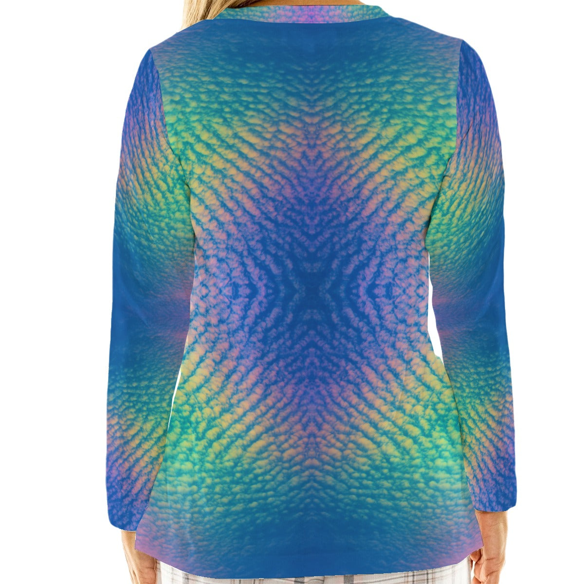 Women's Loose V-Neck T-Shirt With Long Sleeve