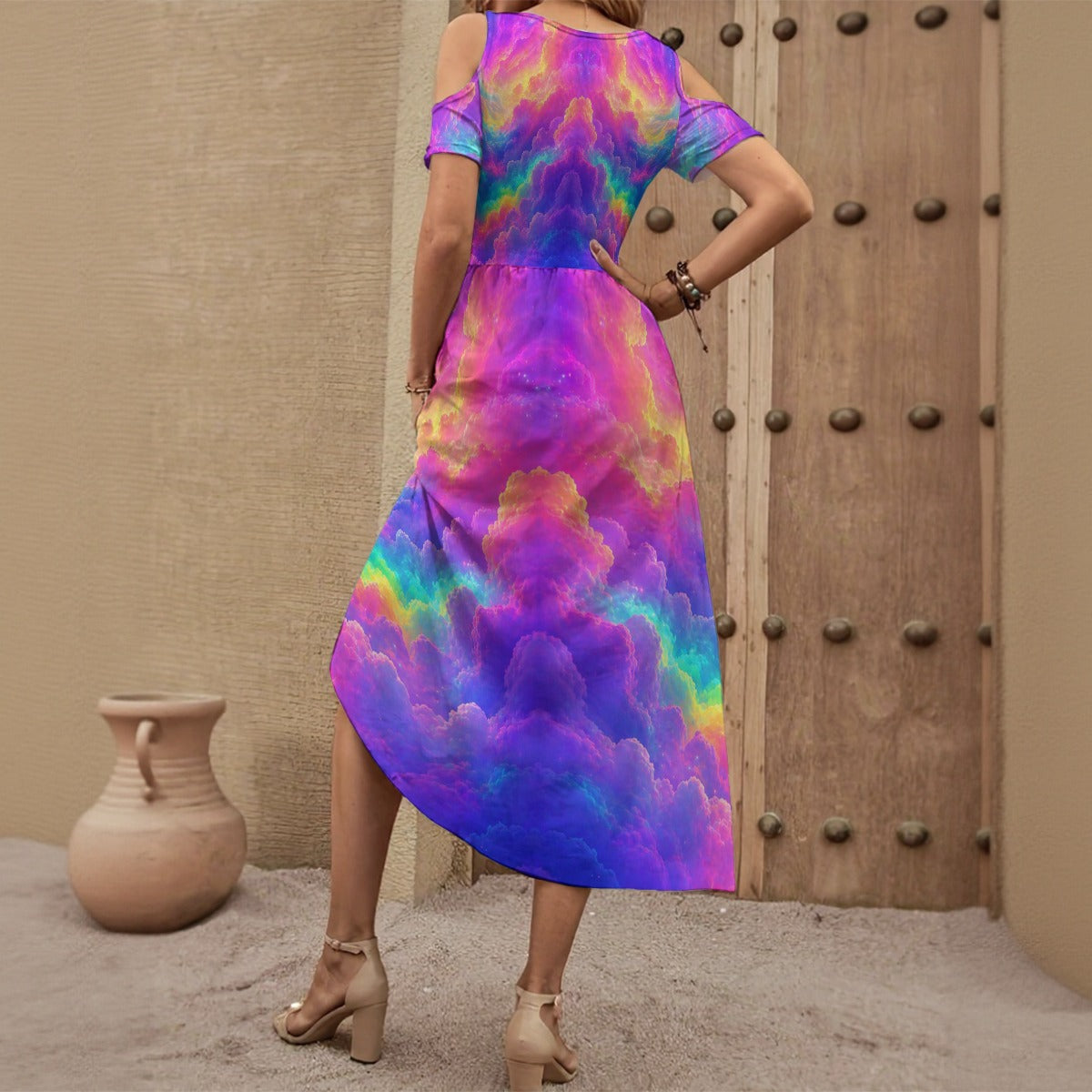 Women's V-neck Off-shoulder Dress