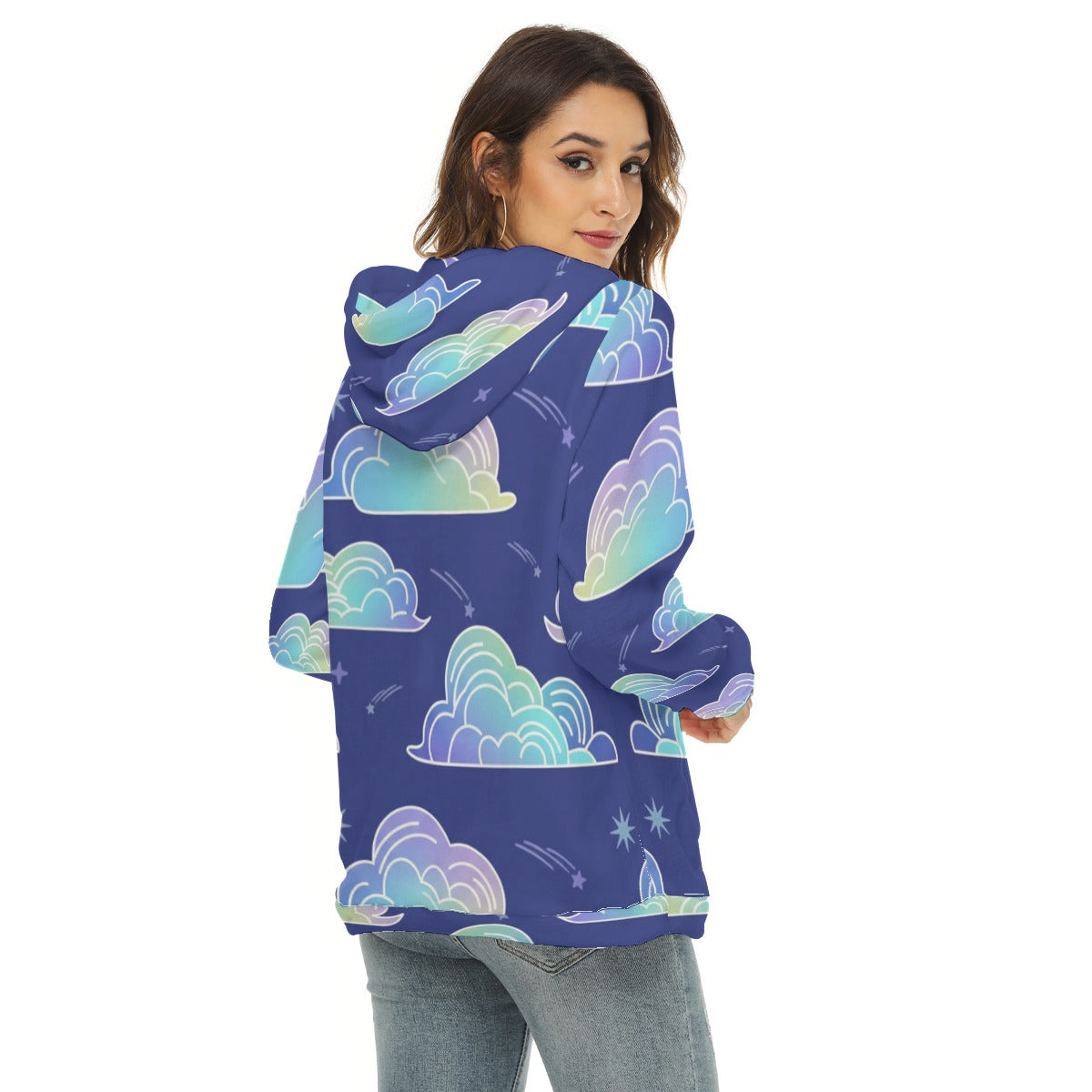 Women's Borg Fleece Hoodie With Half Zip