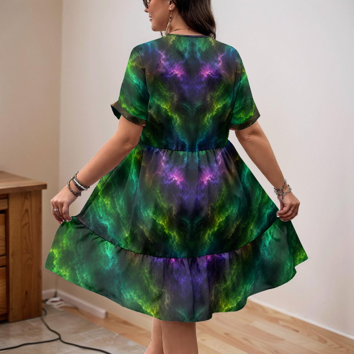 Women’s Floral V-Neck Short Sleeve Dress