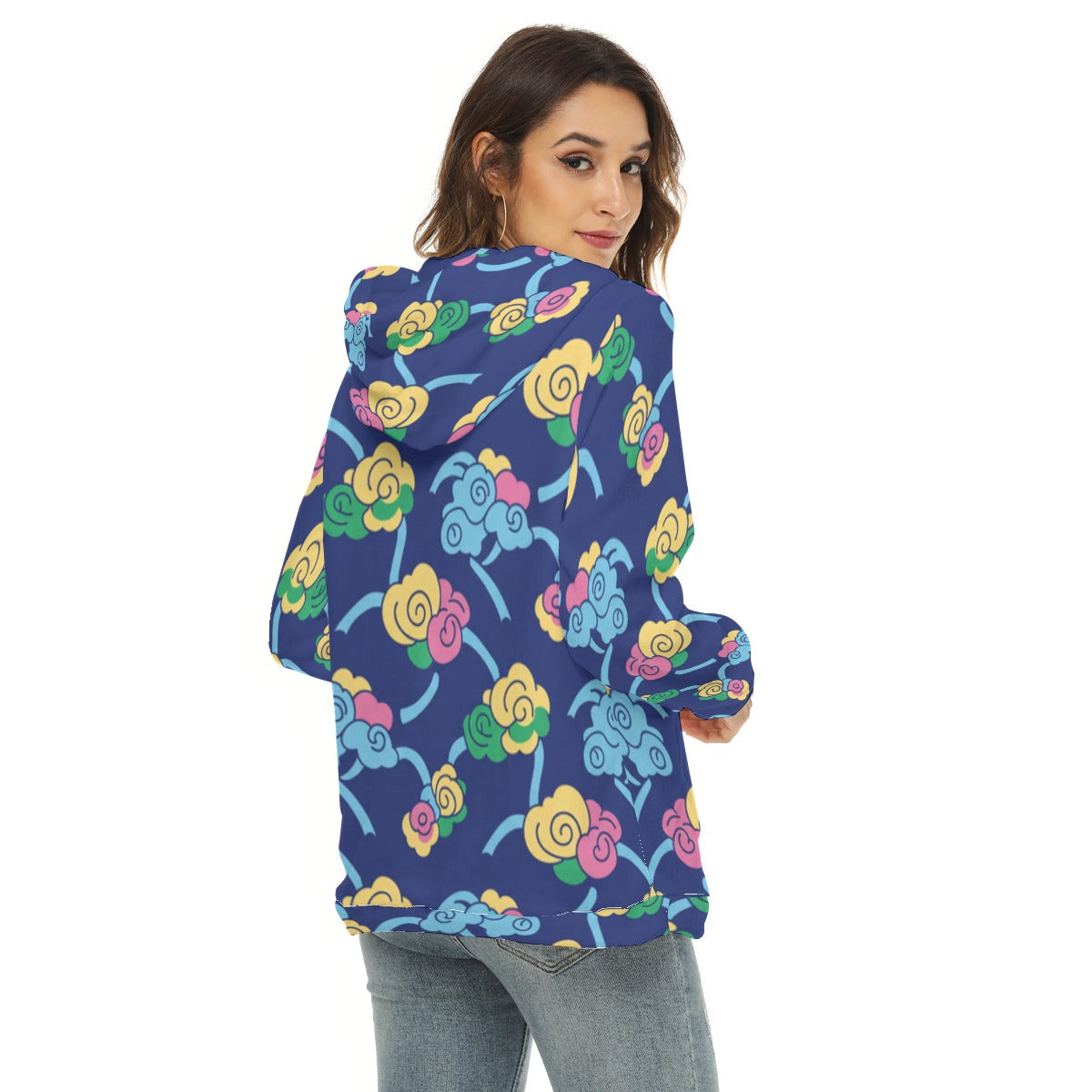 Women's Borg Fleece Hoodie With Half Zip