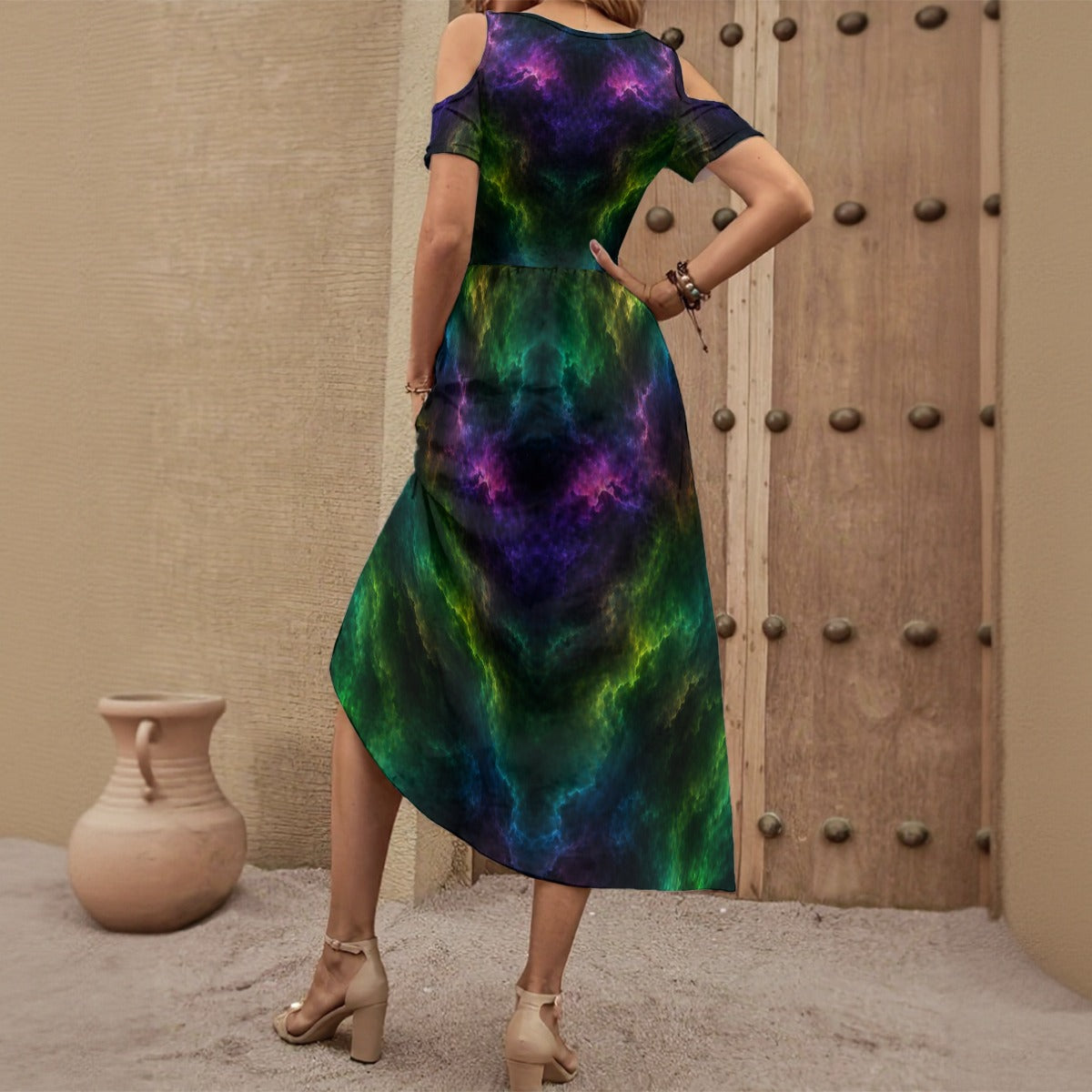 Women's V-neck Off-shoulder Dress