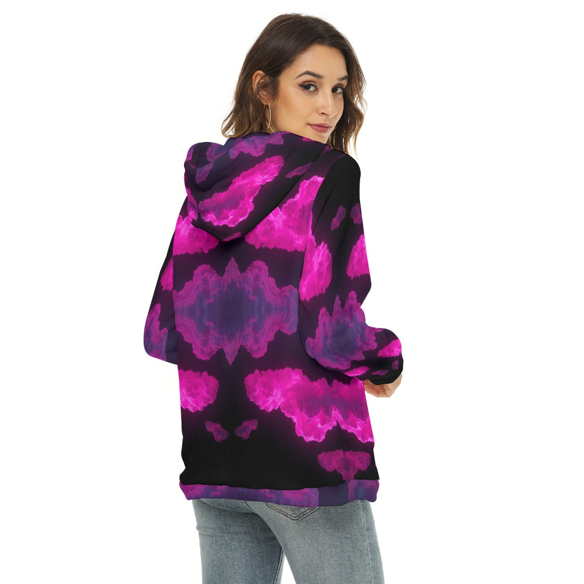 Women's Borg Fleece Hoodie With Half Zip