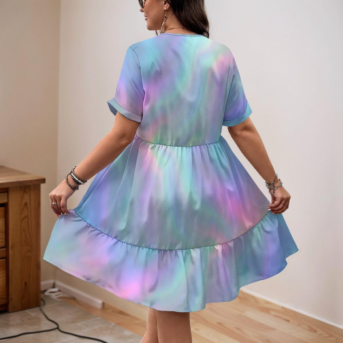Women’s Floral V-Neck Short Sleeve Dress
