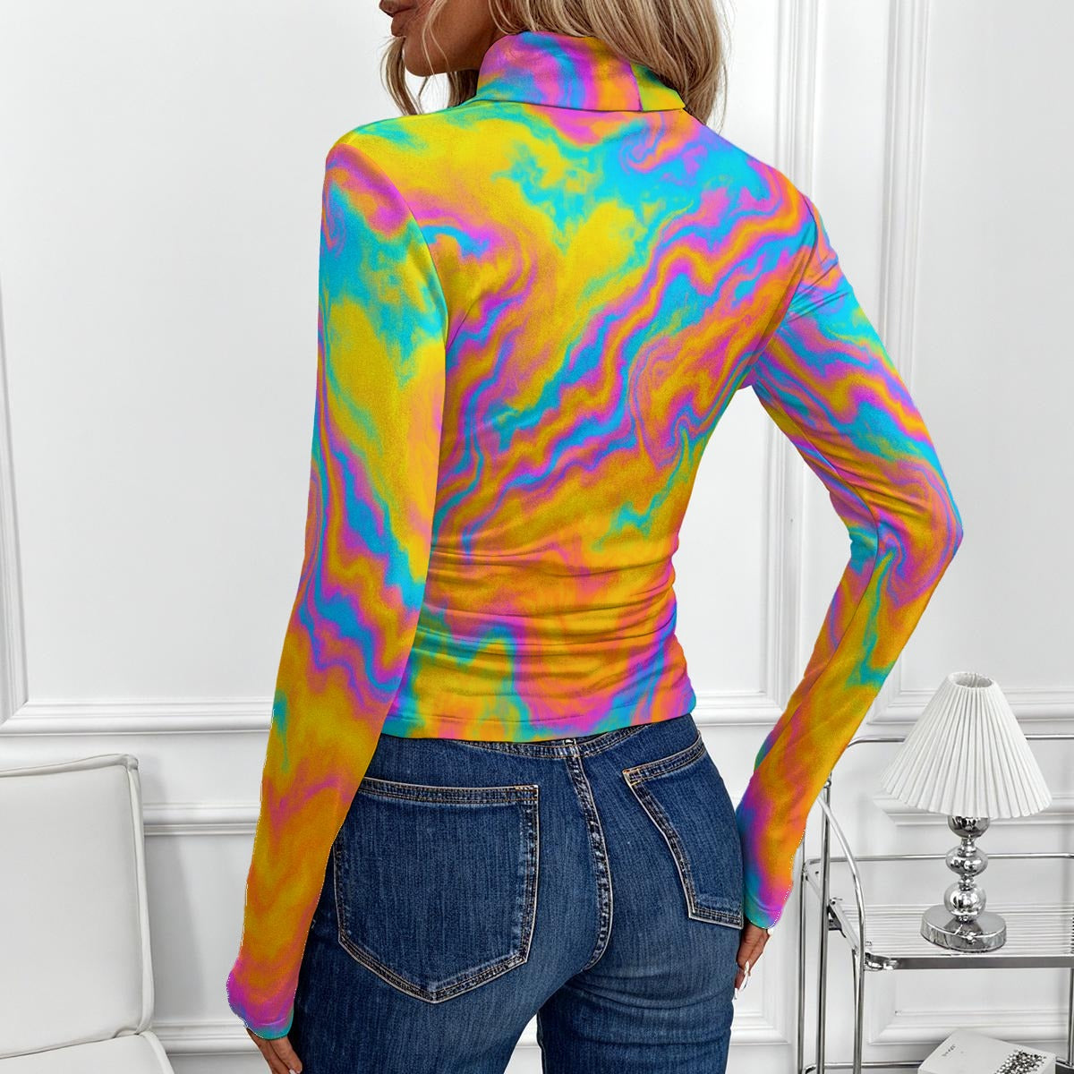 Women's Women's High-Neck Top With Long Sleeve