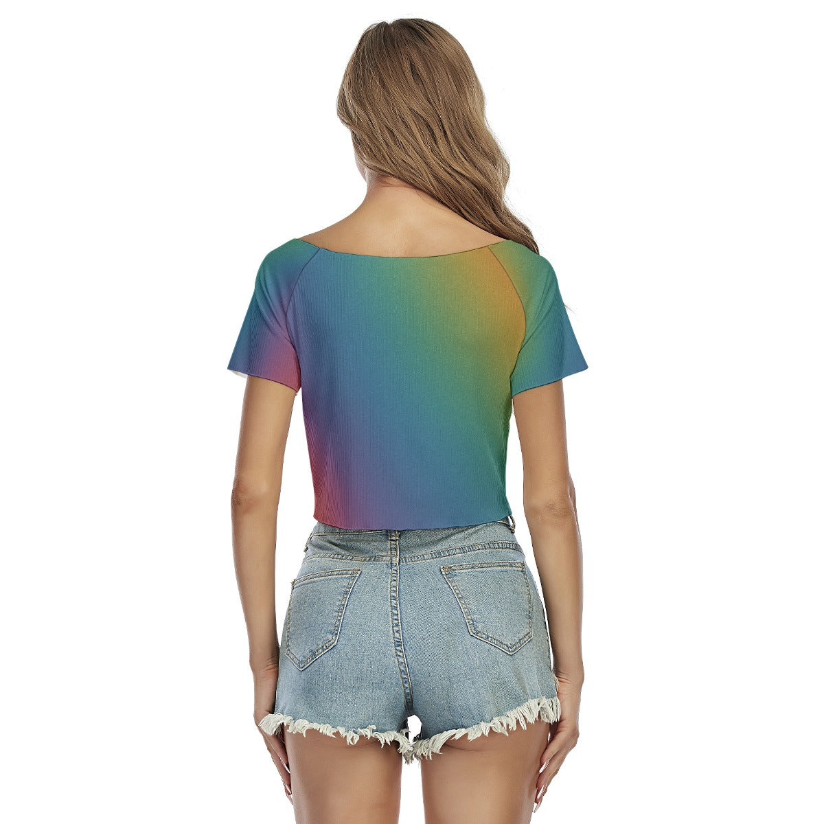 Women's Raglan Drawstring Front Crop Tee
