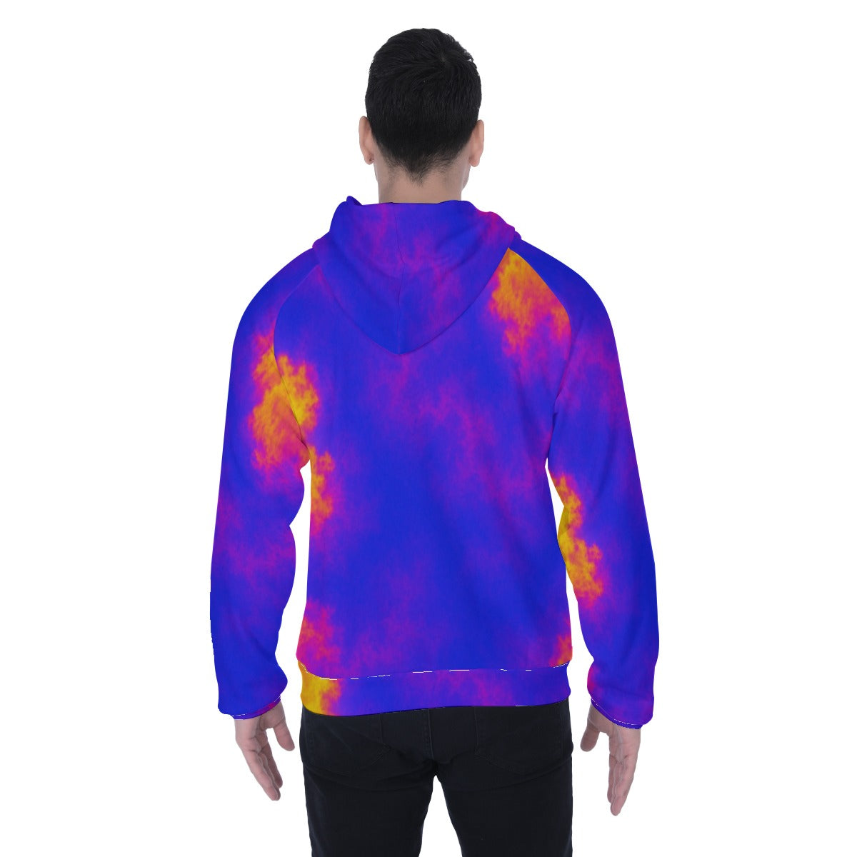 Men's Heavy Fleece Raglan Zip Up Hoodie With Pocket