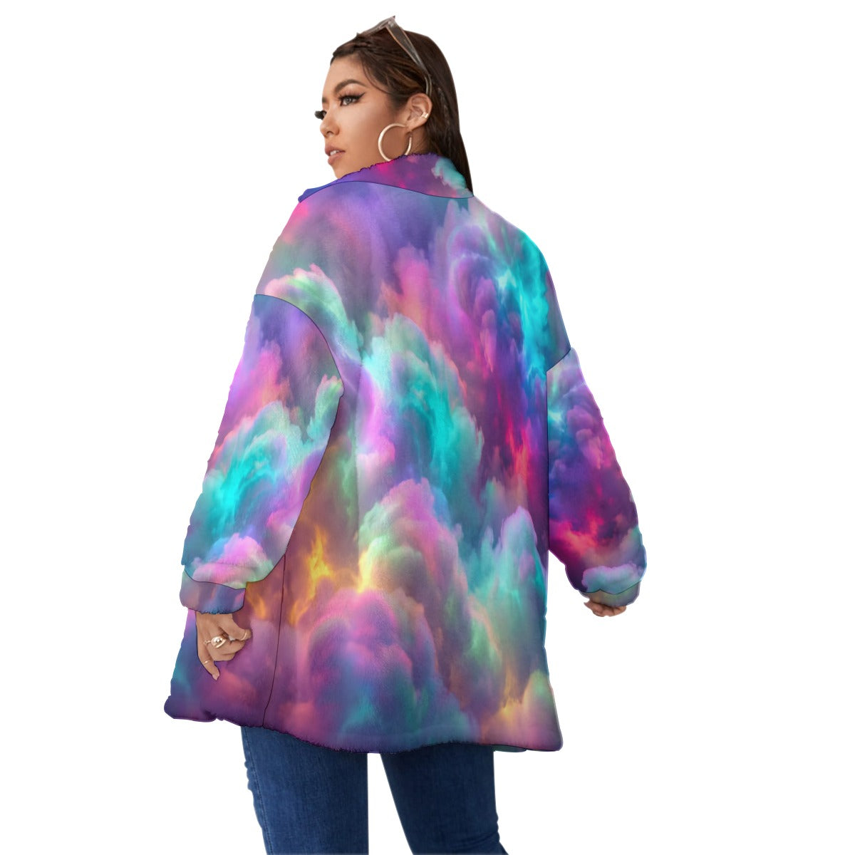 Unisex Borg Fleece Stand-up Collar Coat With Zipper Closure(Plus Size)