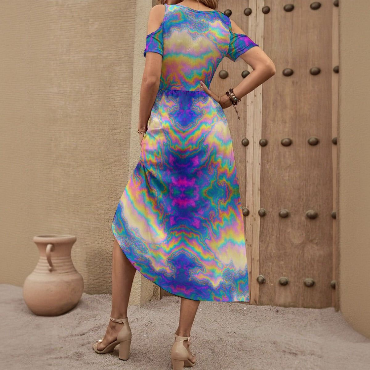 Women's V-neck Off-shoulder Dress