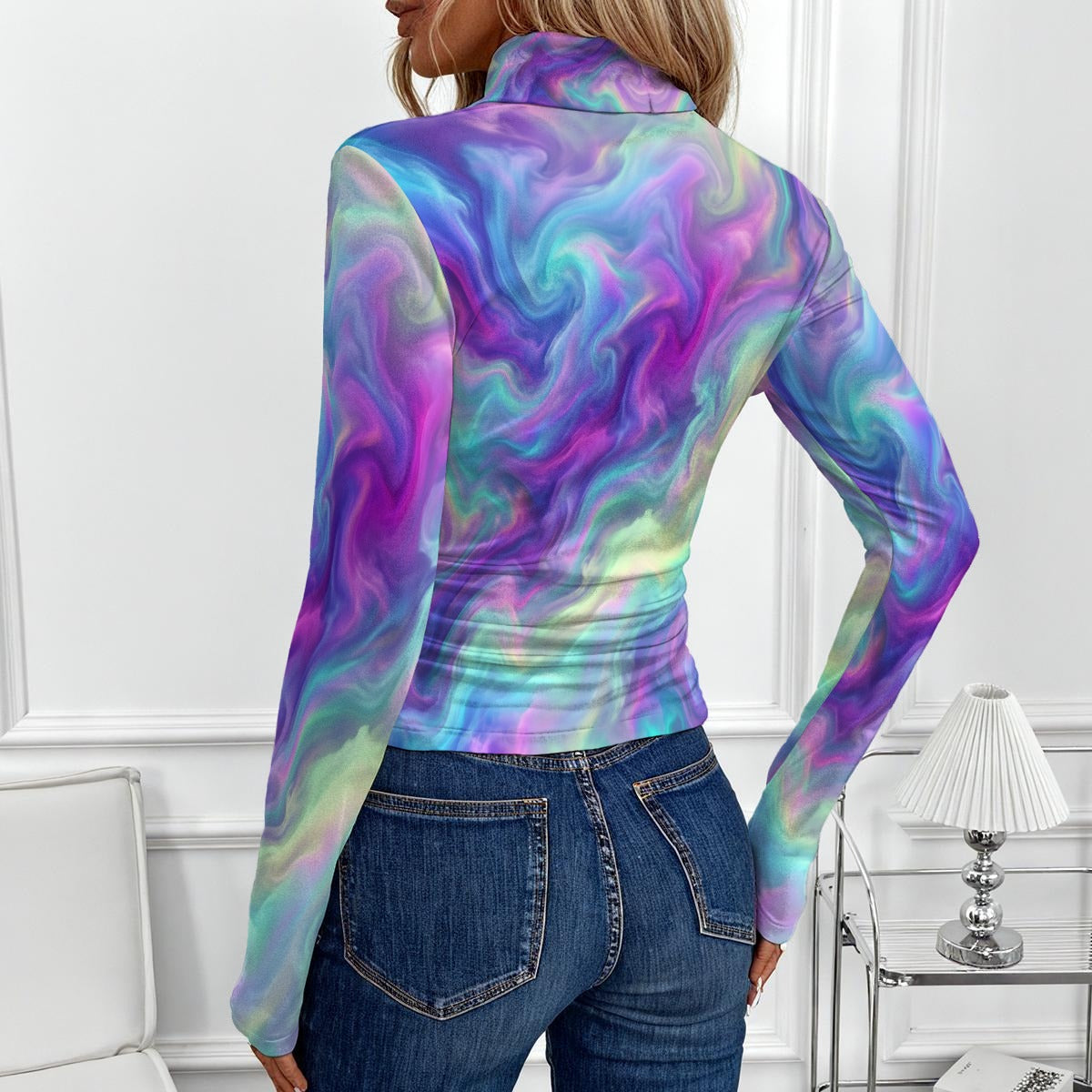 Women's Women's High-Neck Top With Long Sleeve