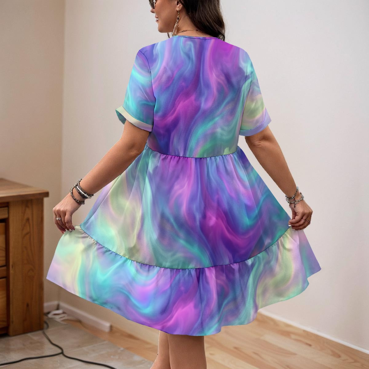 Women’s Floral V-Neck Short Sleeve Dress