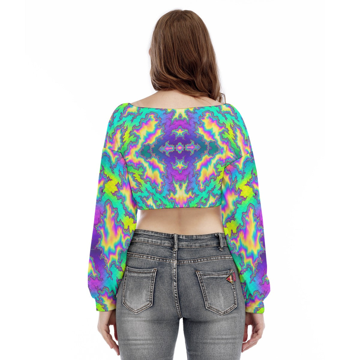 Women's V-neck Long Sleeve Cropped Sweatshirt