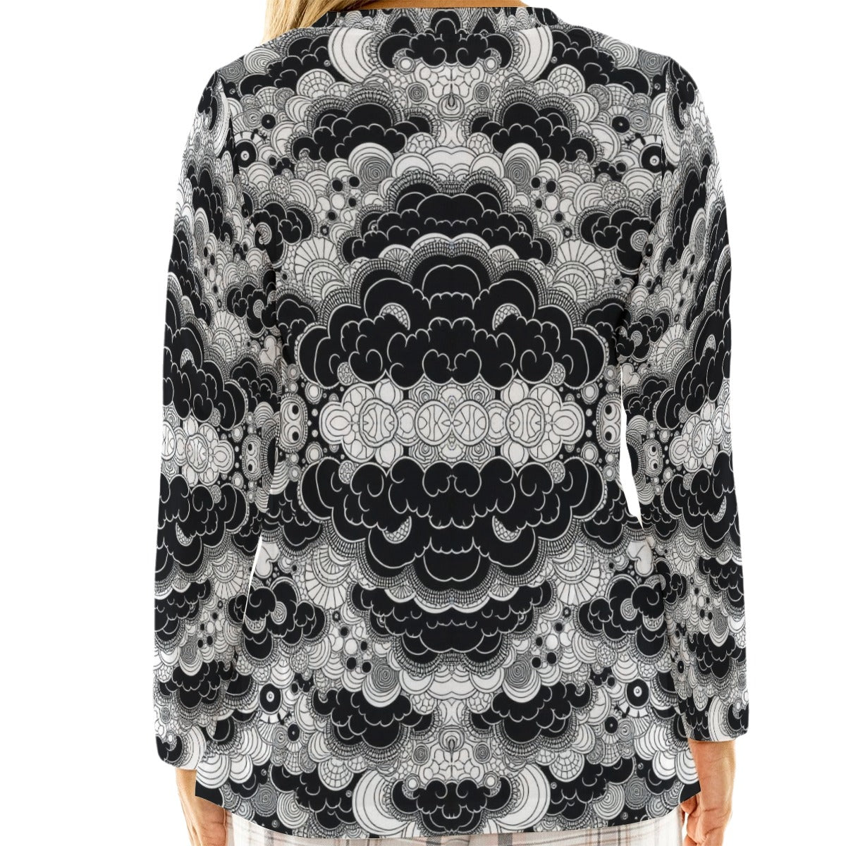 Women's Loose V-Neck T-Shirt With Long Sleeve