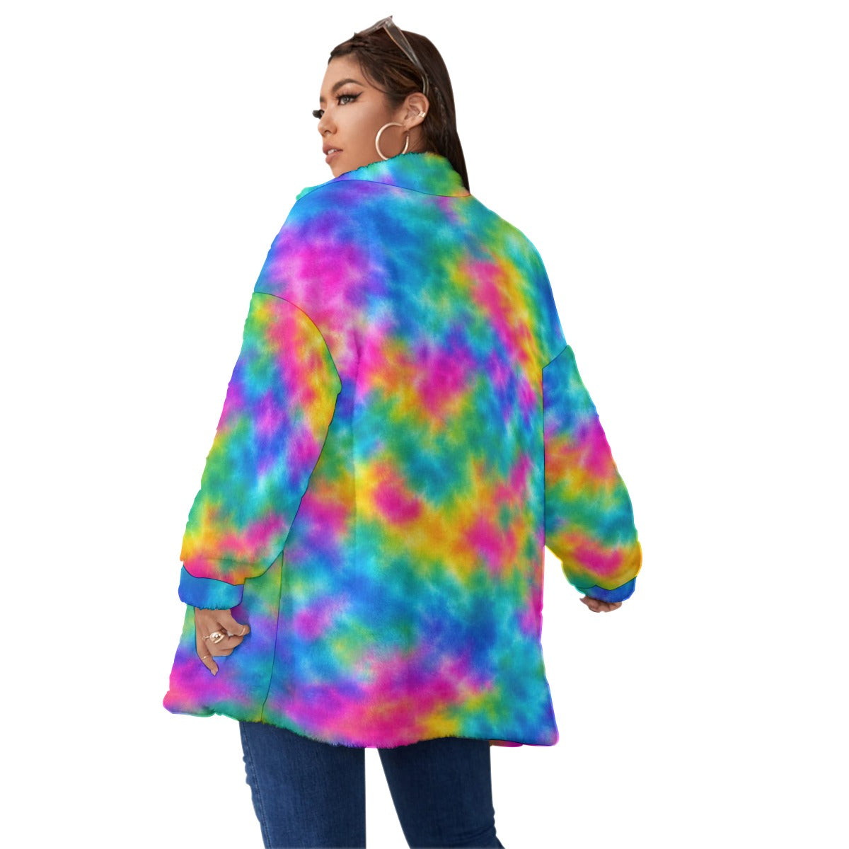 Unisex Borg Fleece Stand-up Collar Coat With Zipper Closure(Plus Size) by O’Nimbus – view 4