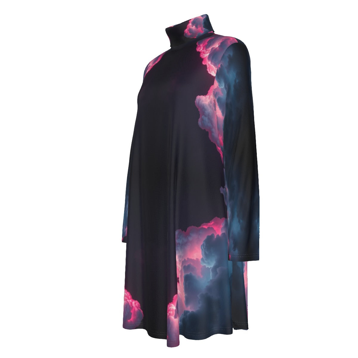 Women's High Neck Dress With Long Sleeve