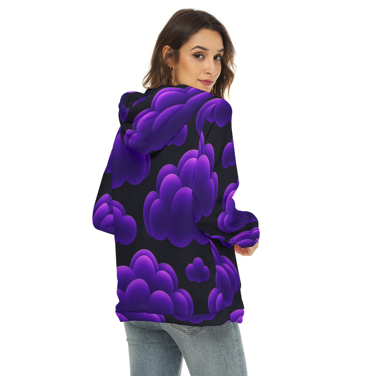 Women's Borg Fleece Hoodie With Half Zip