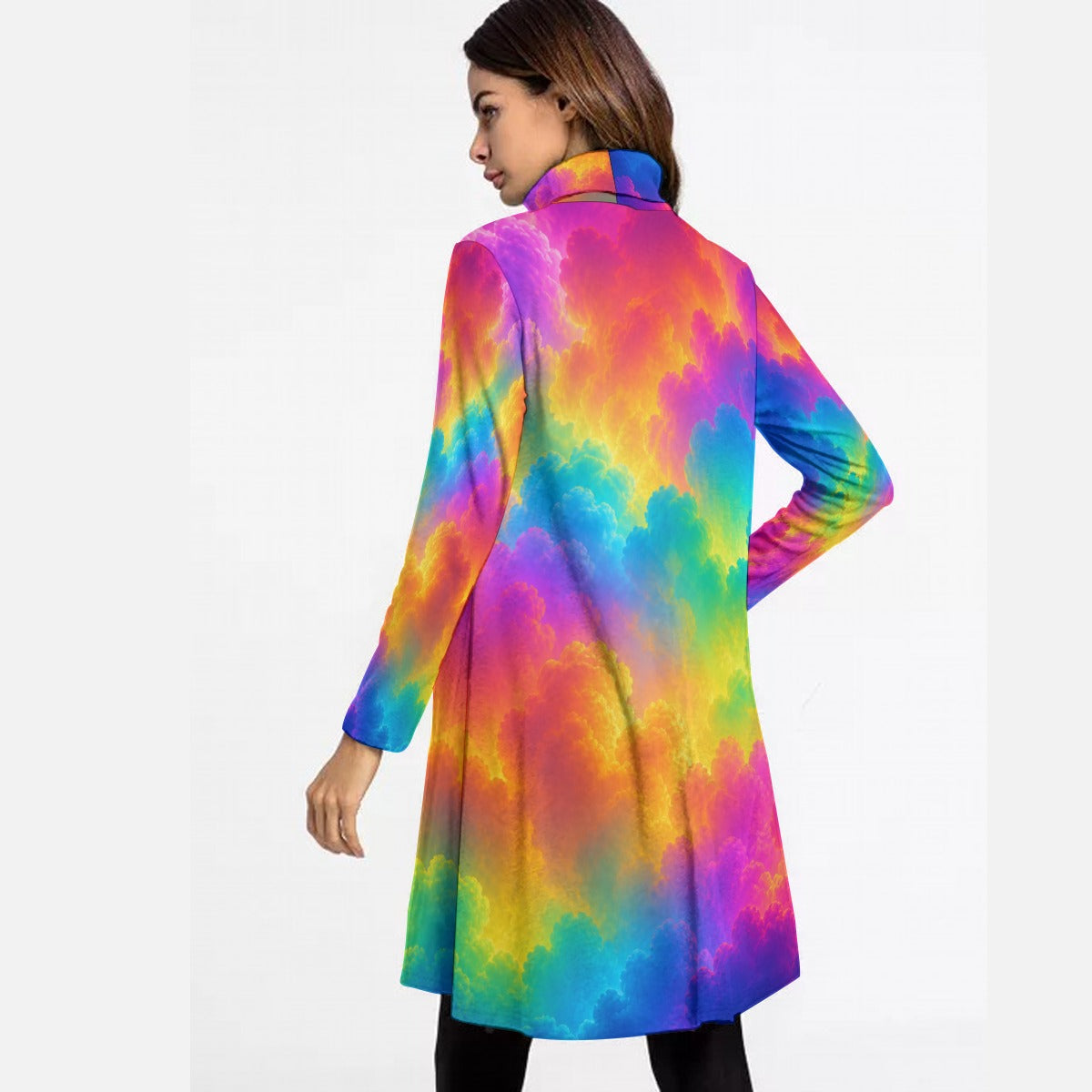 Women's High Neck Dress With Long Sleeve