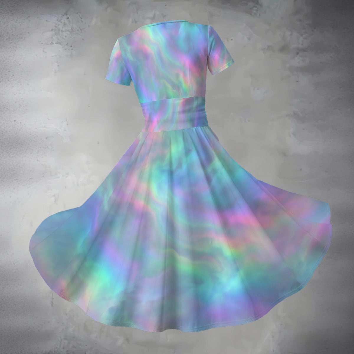 All-over Print Women's Short Sleeve V Neck Midi Dress