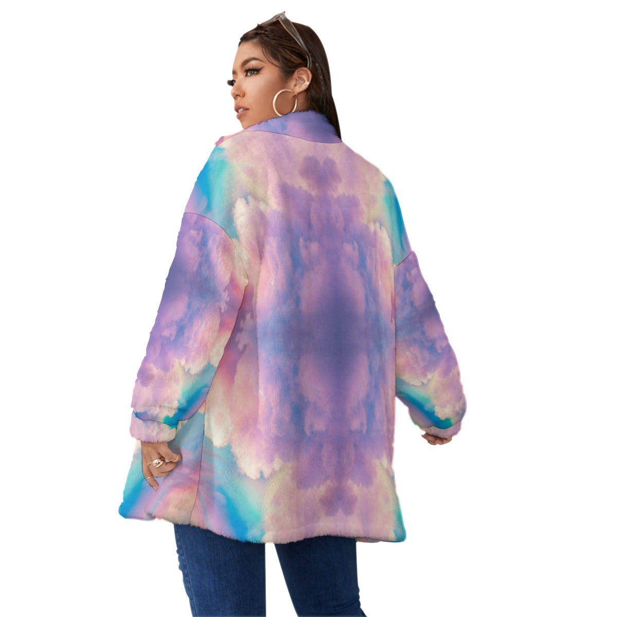 Unisex Borg Fleece Stand-up Collar Coat With Zipper Closure(Plus Size)
