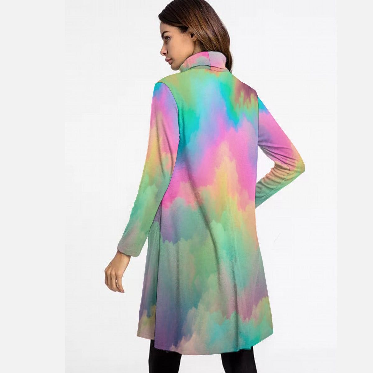 Women's High Neck Dress With Long Sleeve