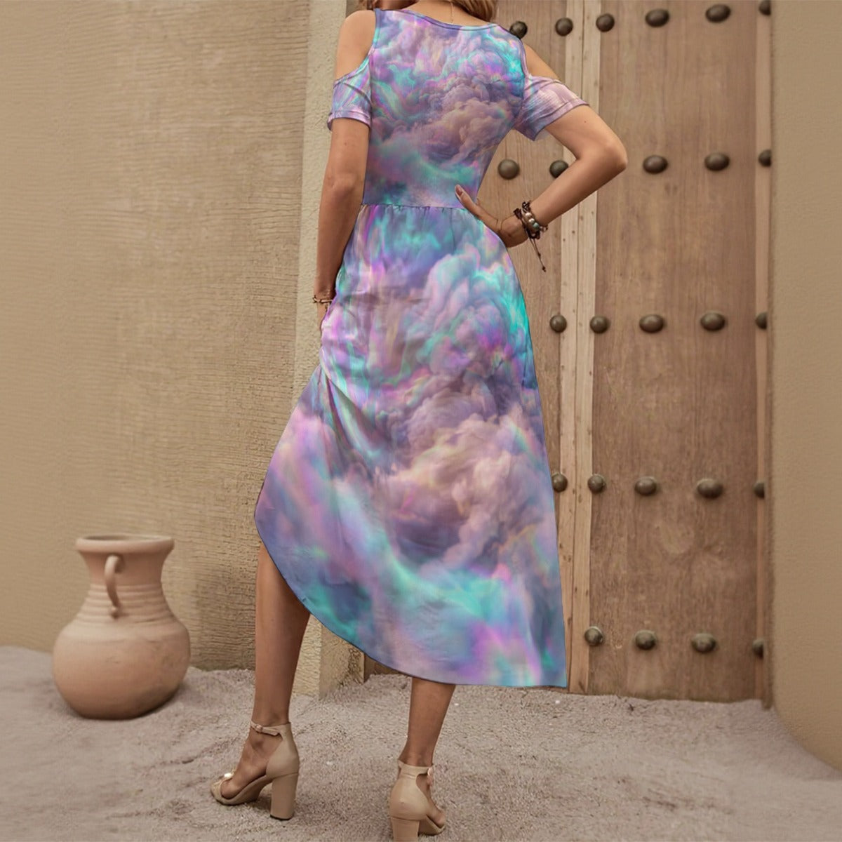 Women's V-neck Off-shoulder Dress