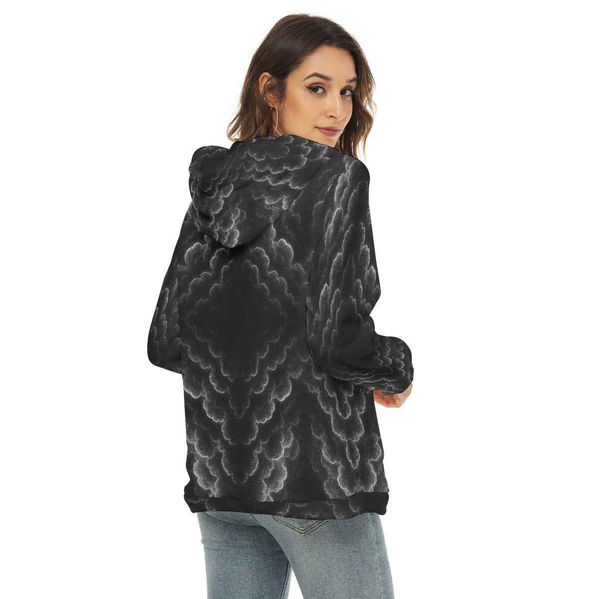 Women's Borg Fleece Hoodie With Half Zip