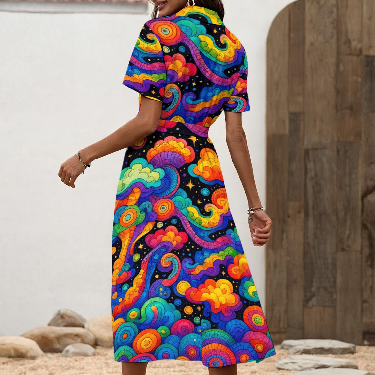 Women's Shirt Dress with Waist Tie