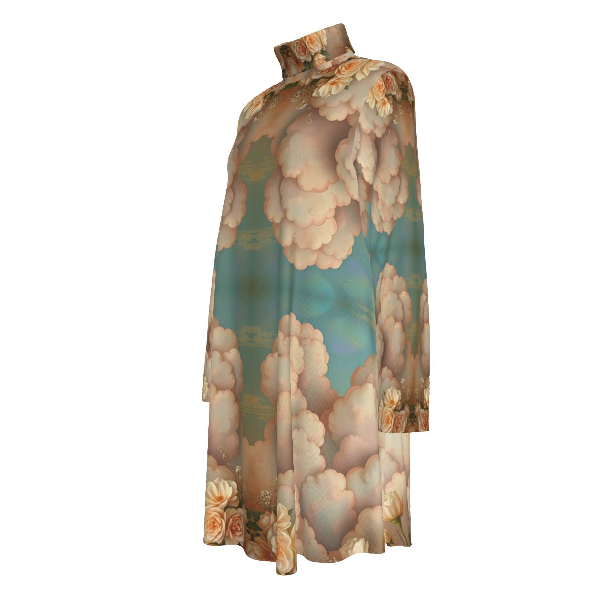 Women's High Neck Dress With Long Sleeve