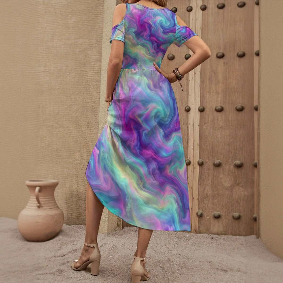 Women's V-neck Off-shoulder Dress