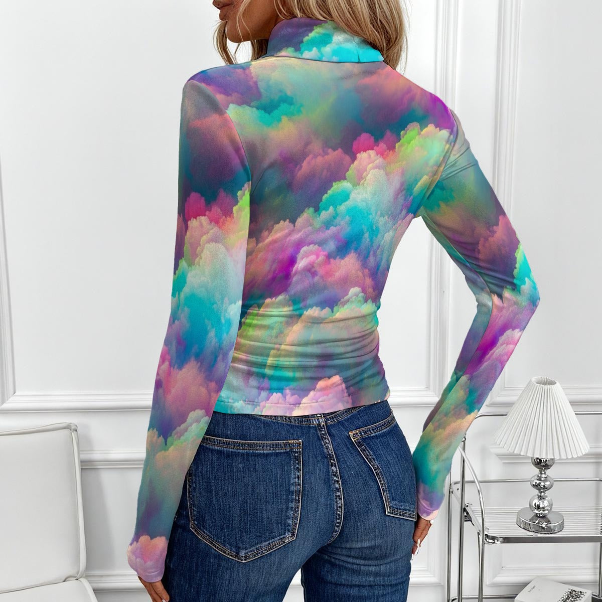 Women's Women's High-Neck Top With Long Sleeve